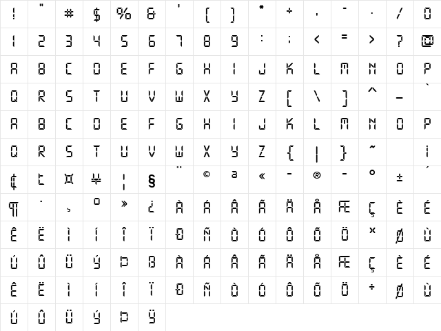 Technology Regular Character Map