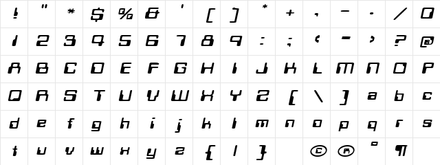 TechSchoolExtended Oblique Character Map TechSchoolExtended Oblique Character Map