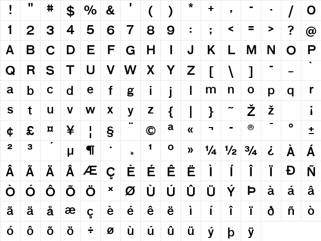 BauLF-Medium Regular Character Map BauLF-Medium Regular Character Map