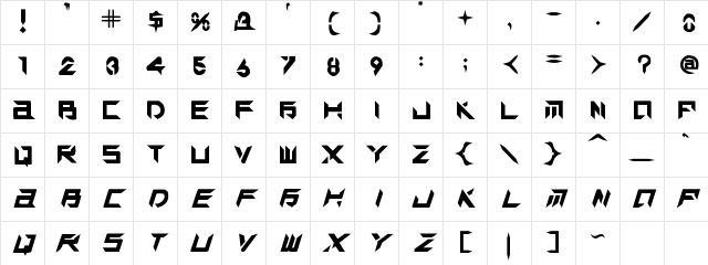 TEK HED AGGRESIVE Regular Character Map