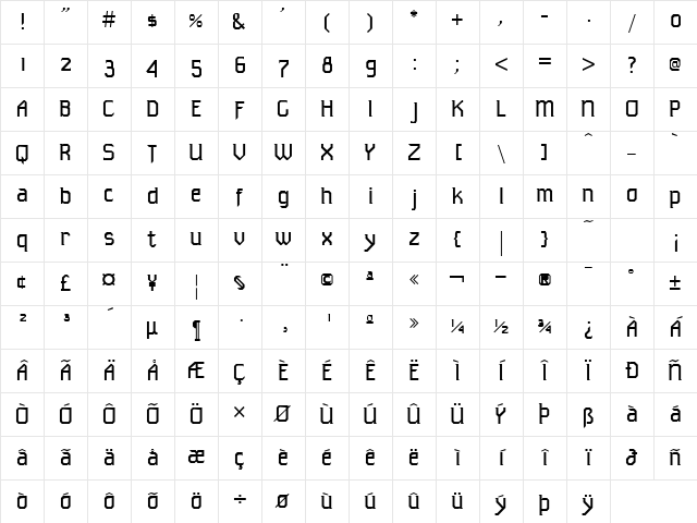Tekno ICG Regular Character Map