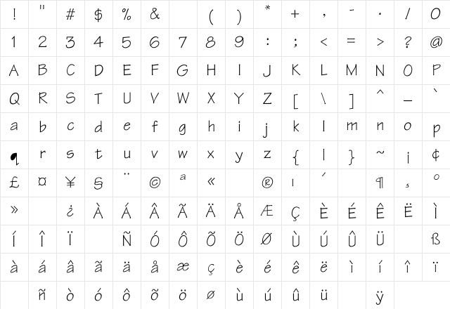 Tekton Regular Character Map