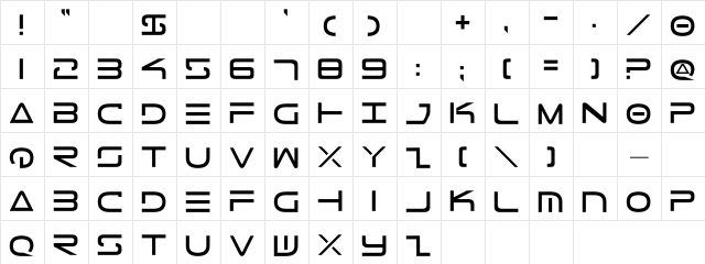 Tele-Marines Regular Character Map Tele-Marines Regular Character Map