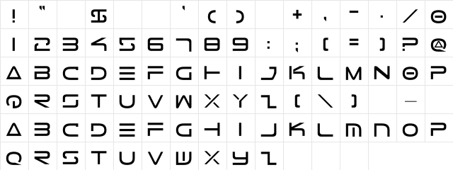 Tele-Marines Regular Character Map