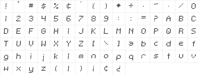 Telegraphic Italic Character Map