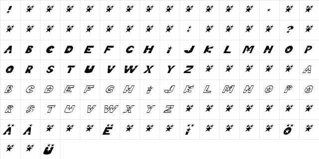 Telemarketing Superstar Italic Character Map