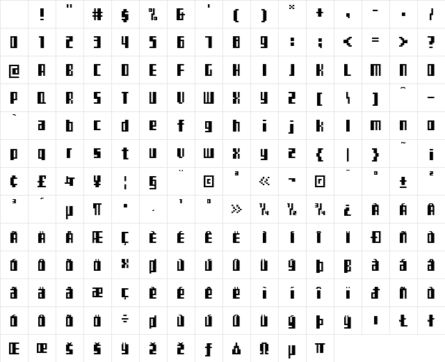 TeleTekst Regular Character Map TeleTekst Regular Character Map