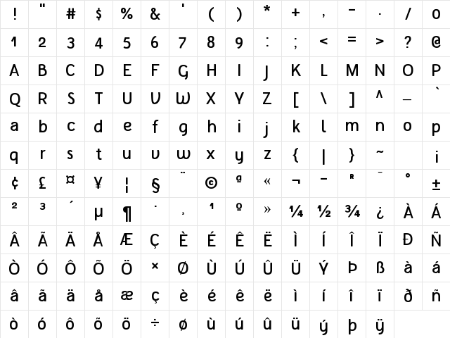 Tellural Alt Regular Character Map