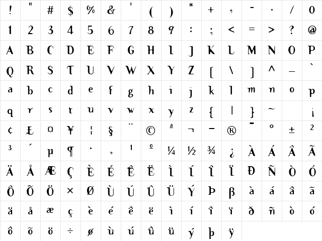 TemaCantanteBold Bold Character Map TemaCantanteBold Bold Character Map