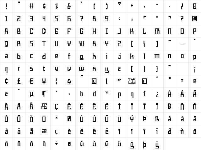 Templo Grueso Regular Character Map Templo Grueso Regular Character Map