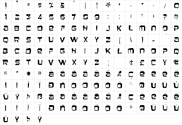 Baveuse Gaunt Regular Character Map Baveuse Gaunt Regular Character Map