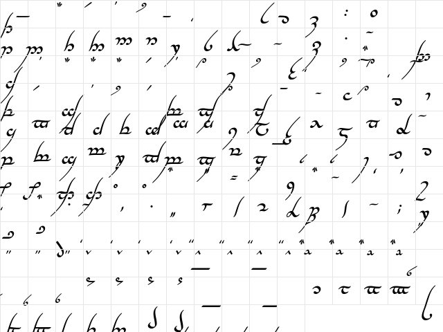 Tengwar Annatar Bold Italic Character Map