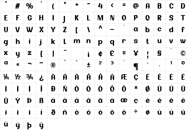 BAXAUTRIAL Regular Character Map