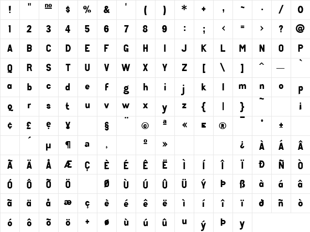 Tenko Regular Character Map