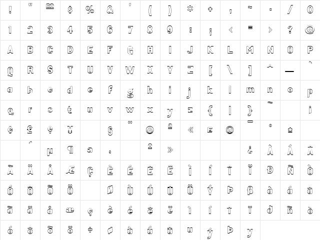 Tenko Regular Character Map