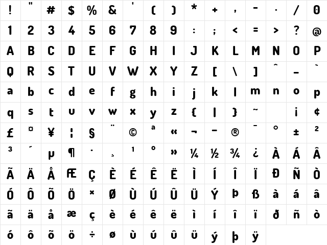 Dosis ExtraBold Character Map