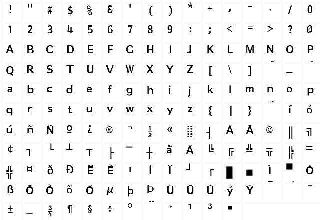 Bayfair Bold Regular Character Map
