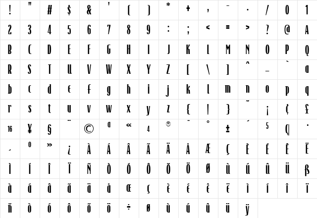 TFRaincheck Regular Character Map