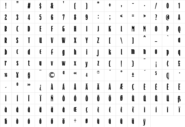 TFRaincheck Regular Character Map