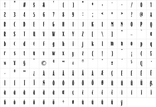 TFRaincheck Regular Character Map
