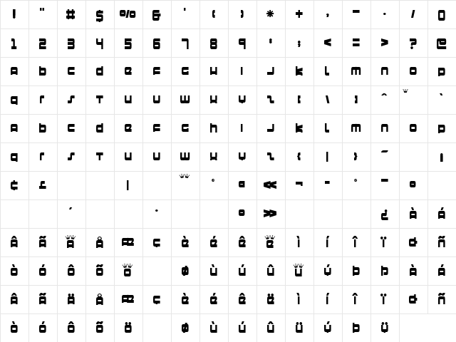 Bazooka Regular Character Map