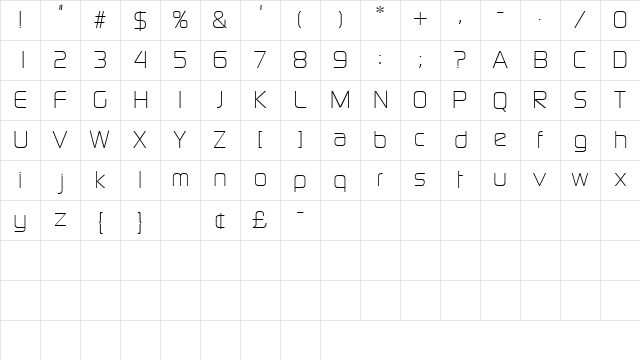 BazoukLightSSK Regular Character Map