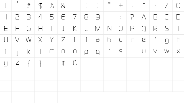 BazoukLightSSK Regular Character Map