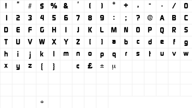BazoukSSK Bold Character Map BazoukSSK Bold Character Map