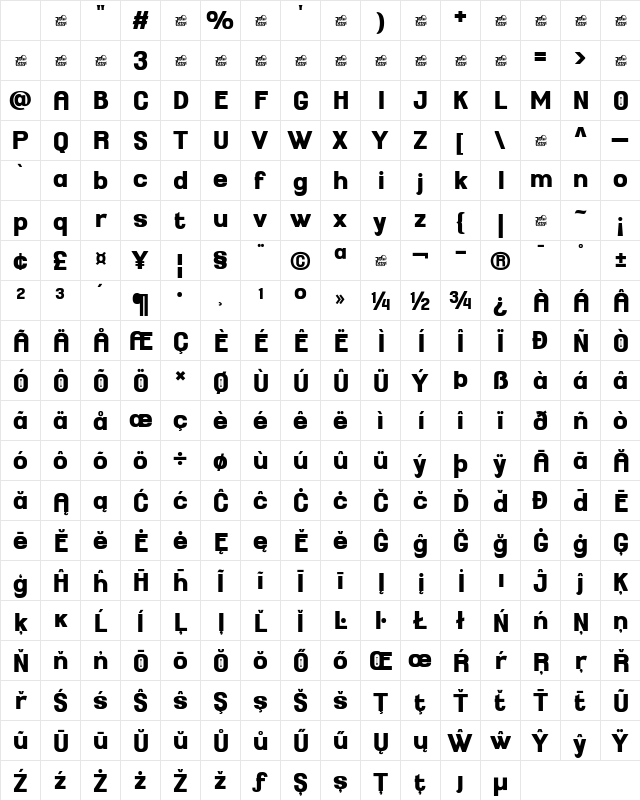THE BOKRUN Trial Regular Character Map