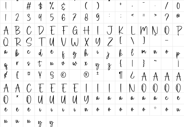The Cottage Regular Character Map The Cottage Regular Character Map