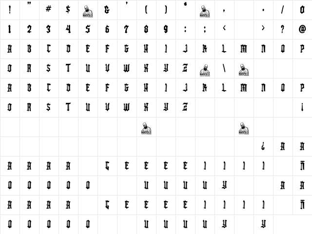 The Lord of Steel Regular Character Map