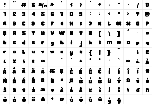 The Hepcat Regular Character Map