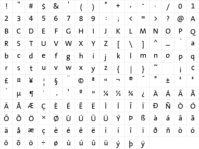 TheSans Regular Character Map TheSans Regular Character Map