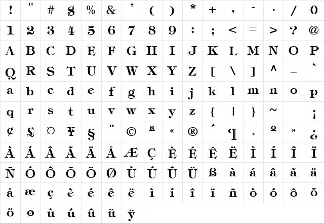 Thick N Thin 5 Regular Character Map