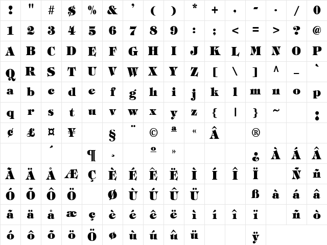 Thick N Thin 8 Regular Character Map