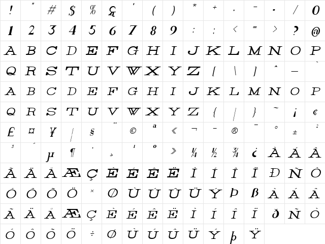 Rider Light Italic Character Map Rider Light Italic Character Map