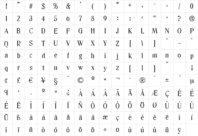 ThomasBecker Regular Character Map