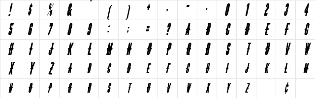 Thorns Oblique Character Map Thorns Oblique Character Map