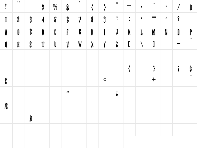 Tiara Regular Character Map