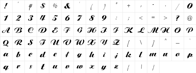Tiffany's Regular Character Map