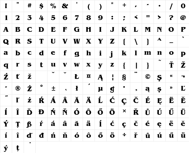 BenguiatItcTEE Bold Character Map BenguiatItcTEE Bold Character Map