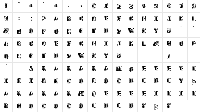 Tiki Tooka BV Regular Character Map