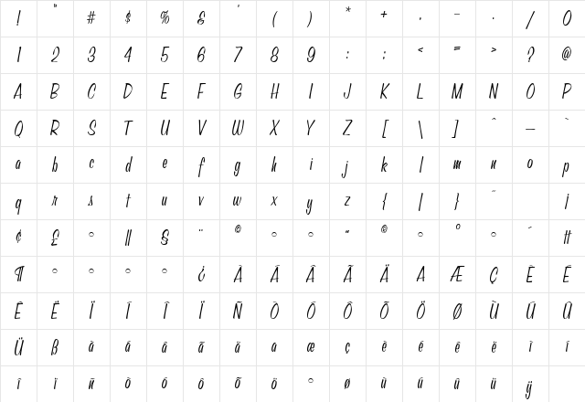 TikiHoliday Regular Character Map TikiHoliday Regular Character Map