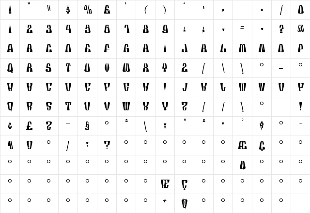 TikiWood Regular Character Map TikiWood Regular Character Map