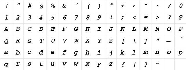 Beach Cliff Bold Regular Character Map