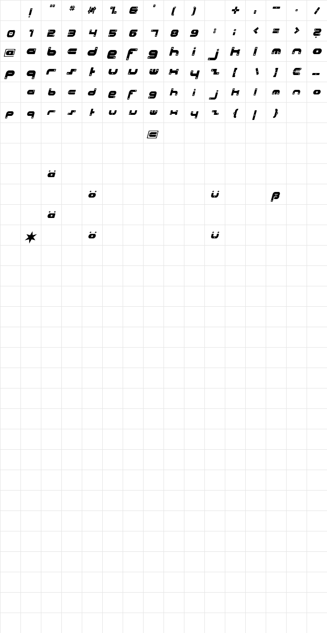 Beach House Stars Italic Character Map