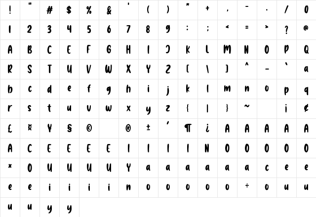 Beach Please Regular Character Map