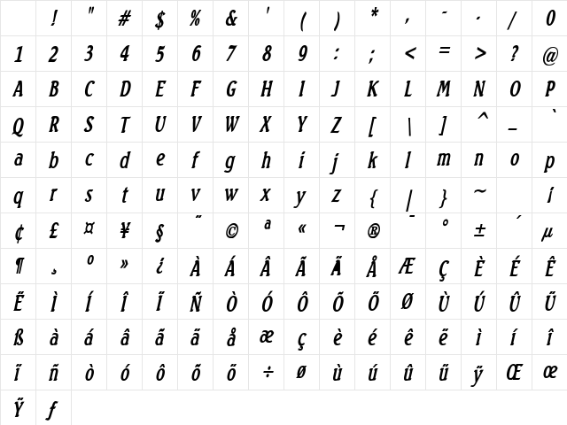 Beach Thin Bold Italic Character Map Beach Thin Bold Italic Character Map
