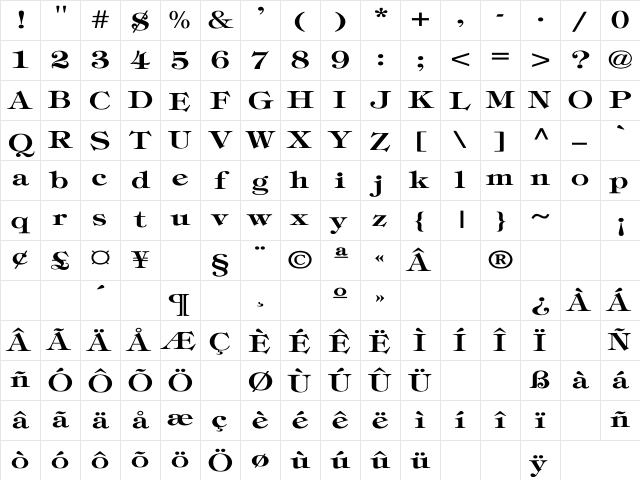 Timpani-Bold Wd Regular Character Map Timpani-Bold Wd Regular Character Map