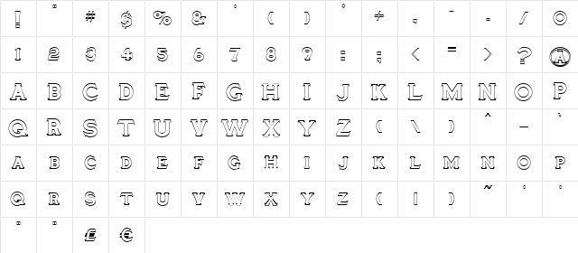 TinplateTitling Normal Character Map